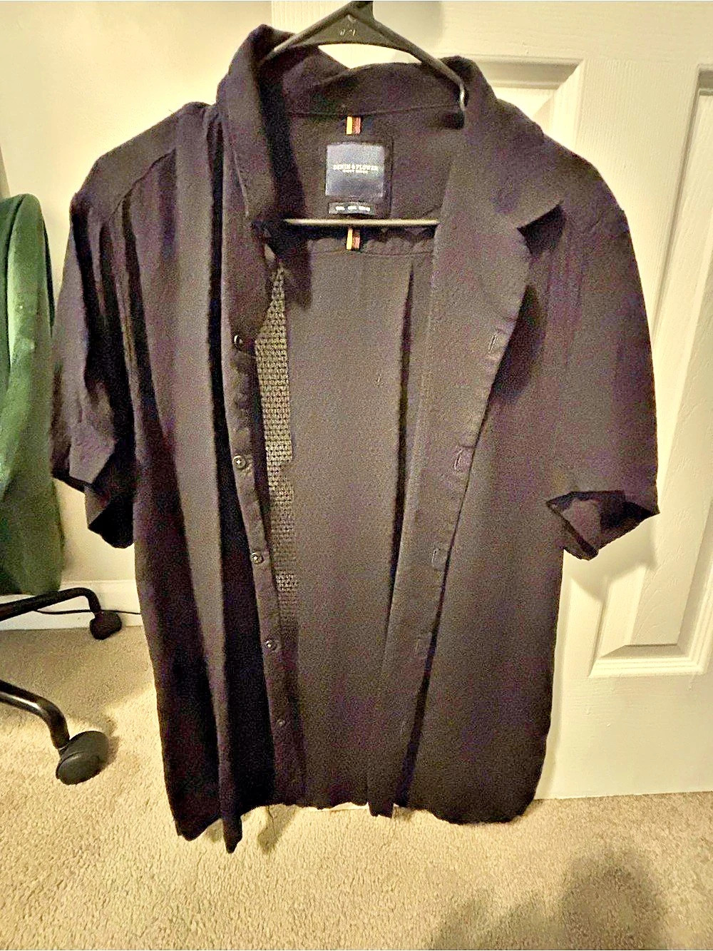 Denim & Flower Men's Black Short Sleeve Shirt Size large